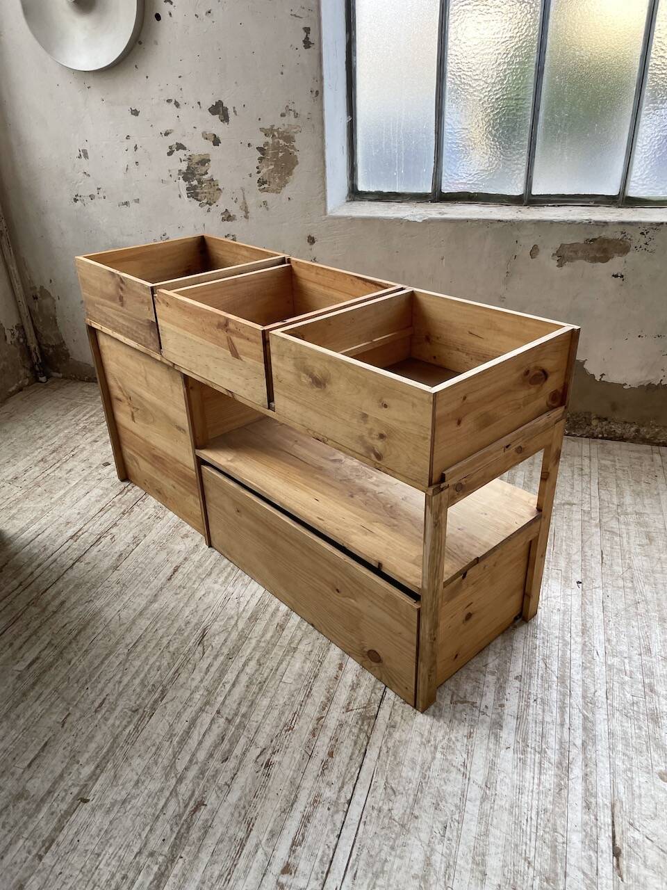 2m pine counter or central island with storage