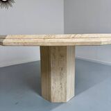 Table de repas en travertin épais design italien des années 70 vintage