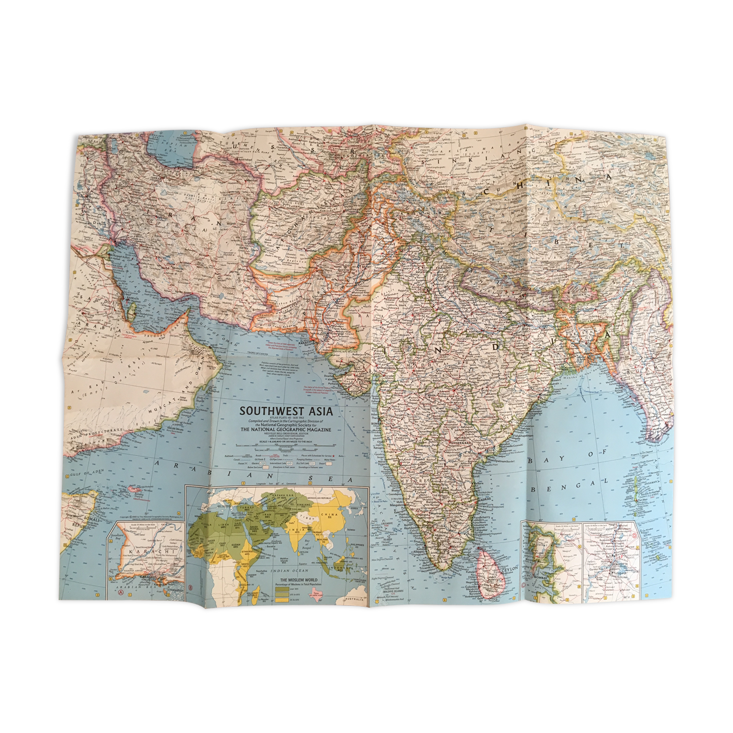 Carte Southwest Asia National Geographic 1963