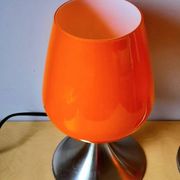 Paire de lampes space age en opaline orange et métal chromé