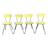 Chaises Formica jaune  pieds compas 1950