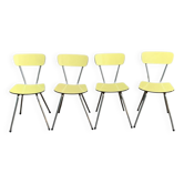 Yellow Formica chairs with compass legs, 1950s