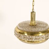 Vitrika 'Prizmpendel' brass and pressed glass pendant lamp
