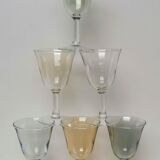 6 iridescent harlequin glasses in port