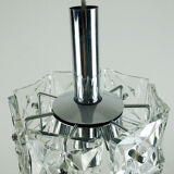 vintage PENDANT LIGHT crystal glass and chrome 14 glass prisms 1960s