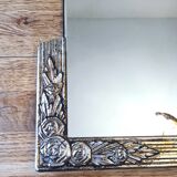 Antique Art Deco Mirror in carved wood with silver leaf - "Aimé"