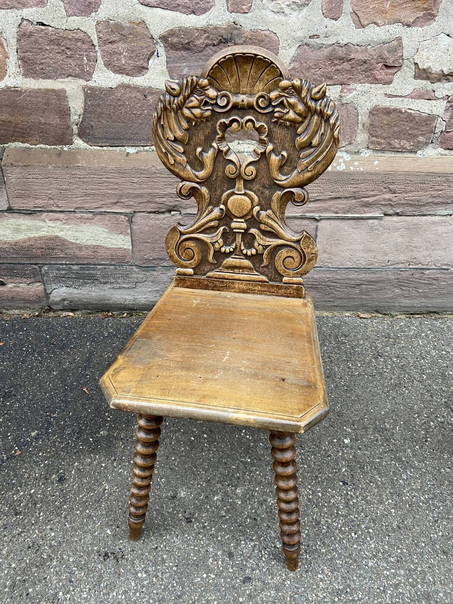 Alsatian chair renaissance mythology vintage of grotesque period 1950
