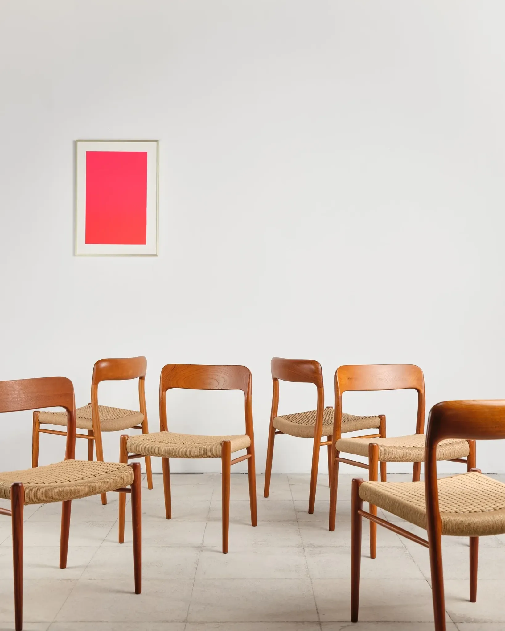 6 chairs model 75 in teak by Niels O. Møller, Denmark, 1950s