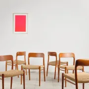 6 chairs model 75 in teak by Niels O. Møller, Denmark, 1950s