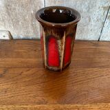 Antique Vase Scheurich Keramik Ceramic Brown Red West Germany Vintage #B767