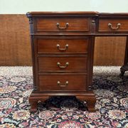 Classic English desk with green leather