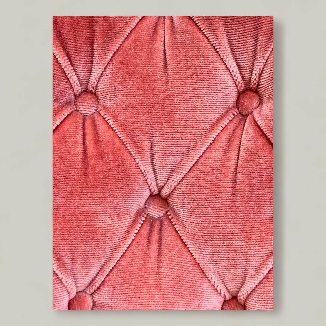 Pink velvet padded toad armchair 1970