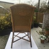 Red vintage décor rattan armchair