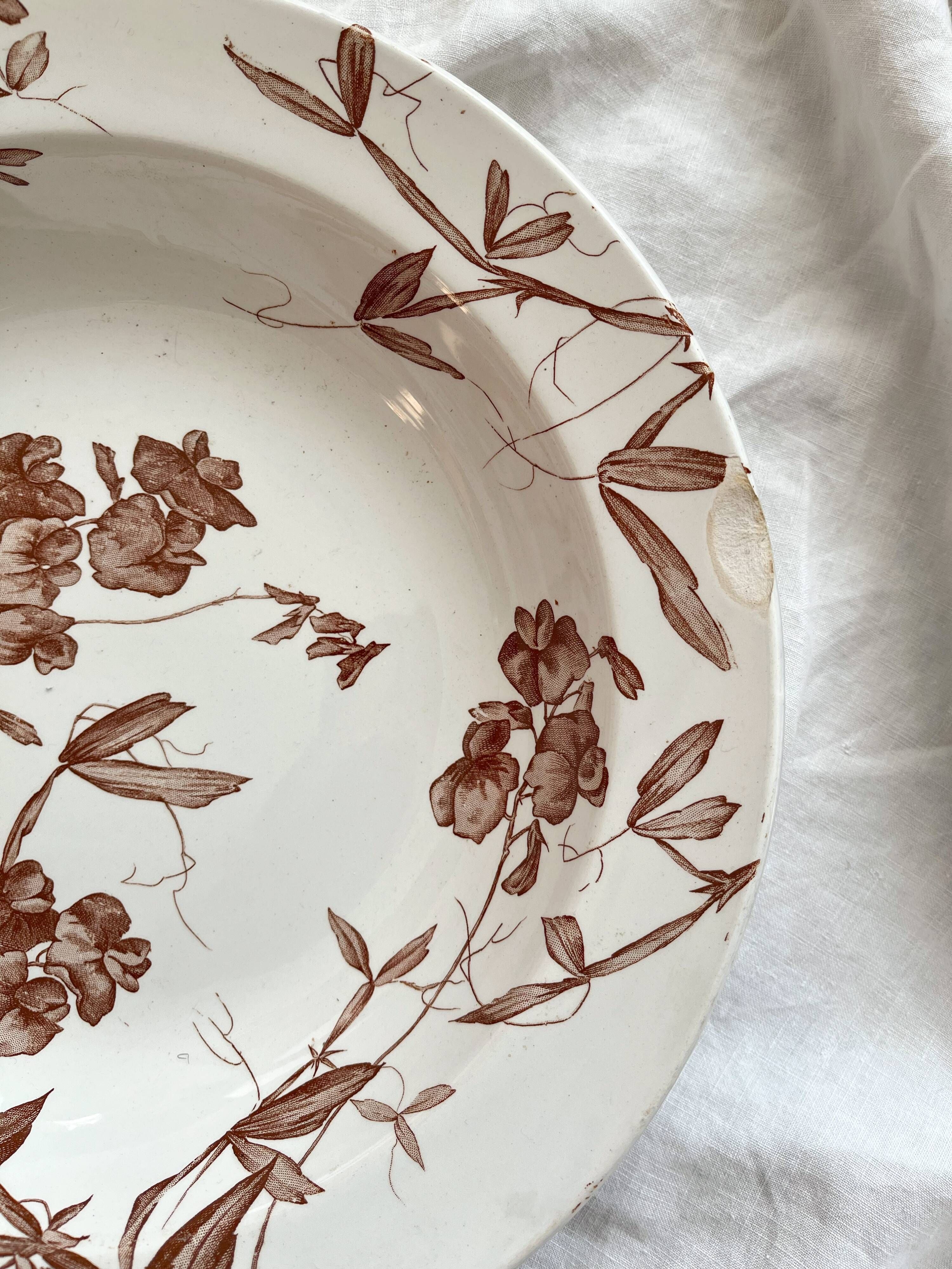 Hollow dish in iron earth sweet peas, Creil and Montereau