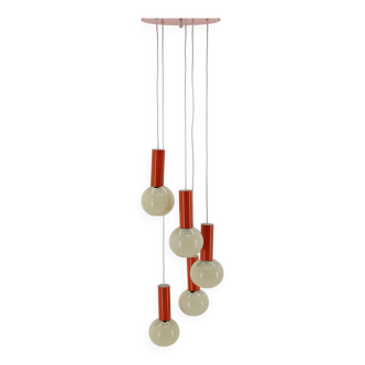 1970s Cascade Chandelier with Plastic Shades, Czechoslovakia