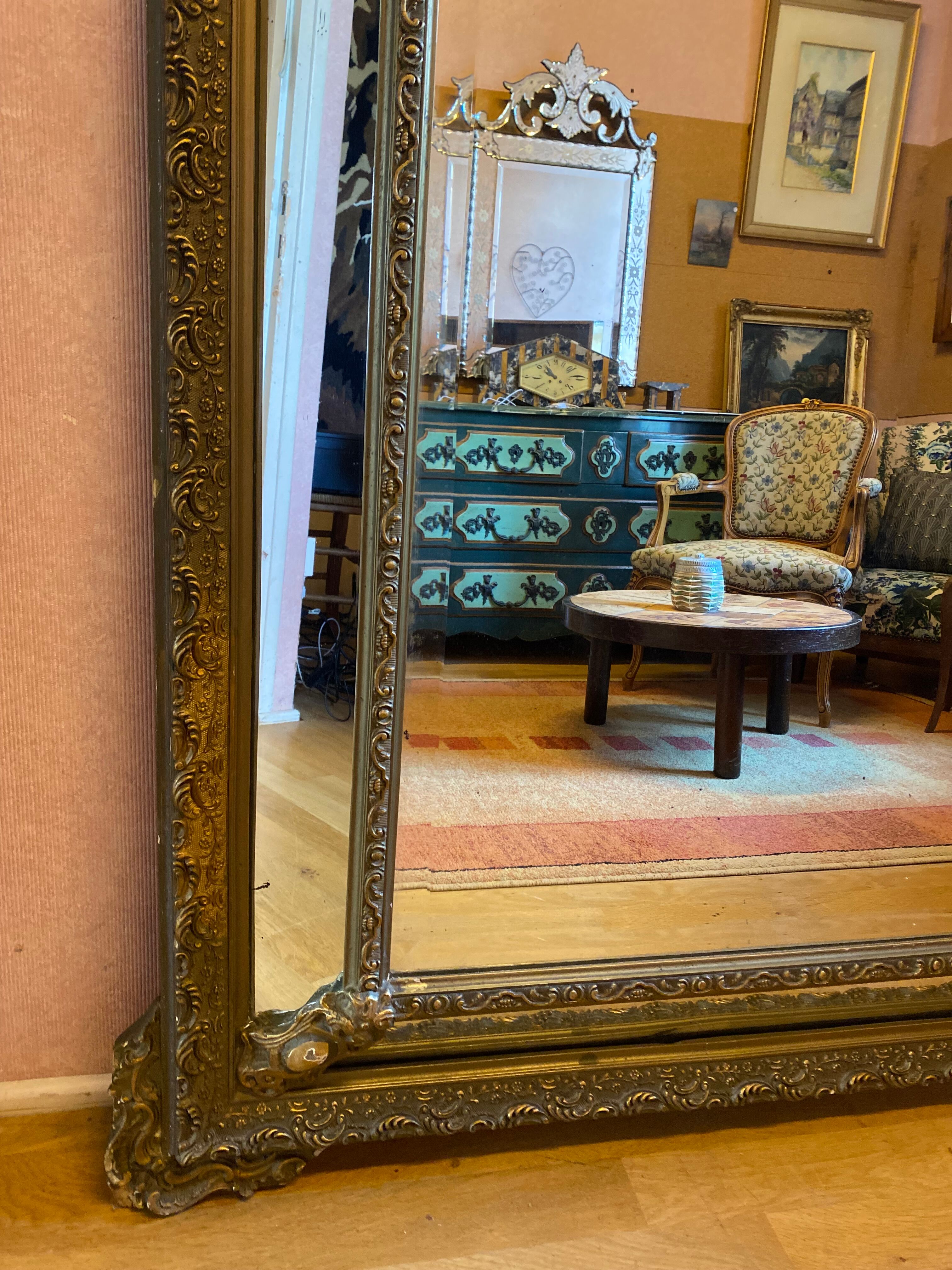 Bevelled mirror with gilded stucco parclose, from the Napoleon III period