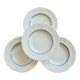 4 vintage ivory earthenware deep plates – double blue borders
