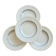 4 vintage ivory earthenware deep plates – double blue borders