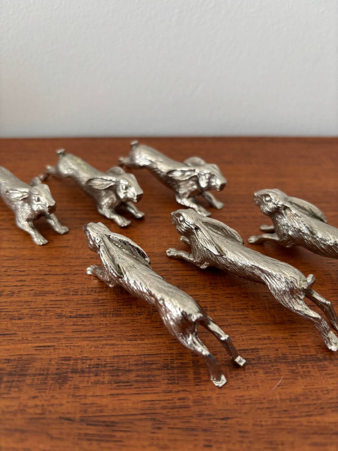 Set of 6 vintage silver-plated knife rests – rabbit shape – style
