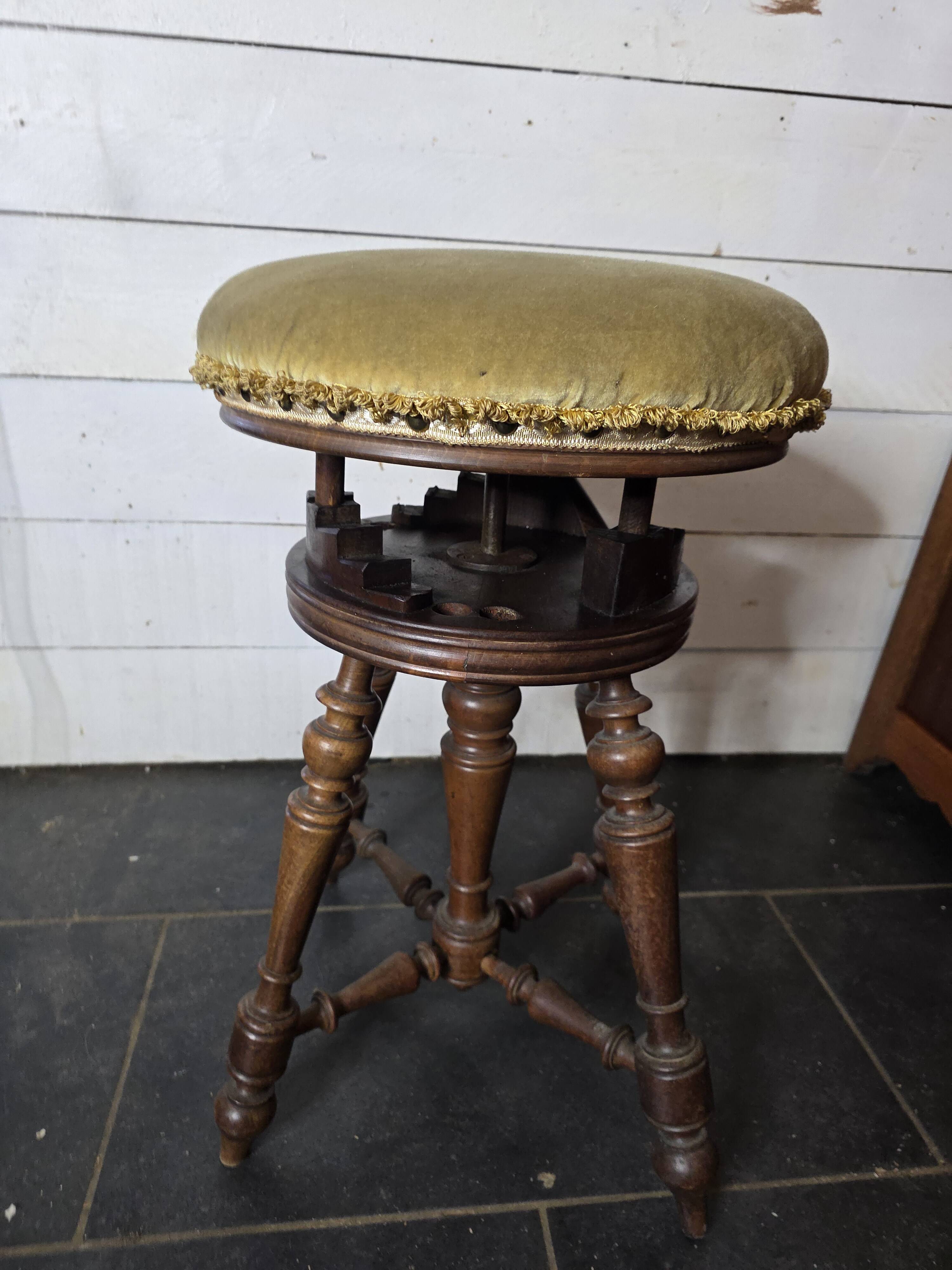 Antique adjustable piano stool