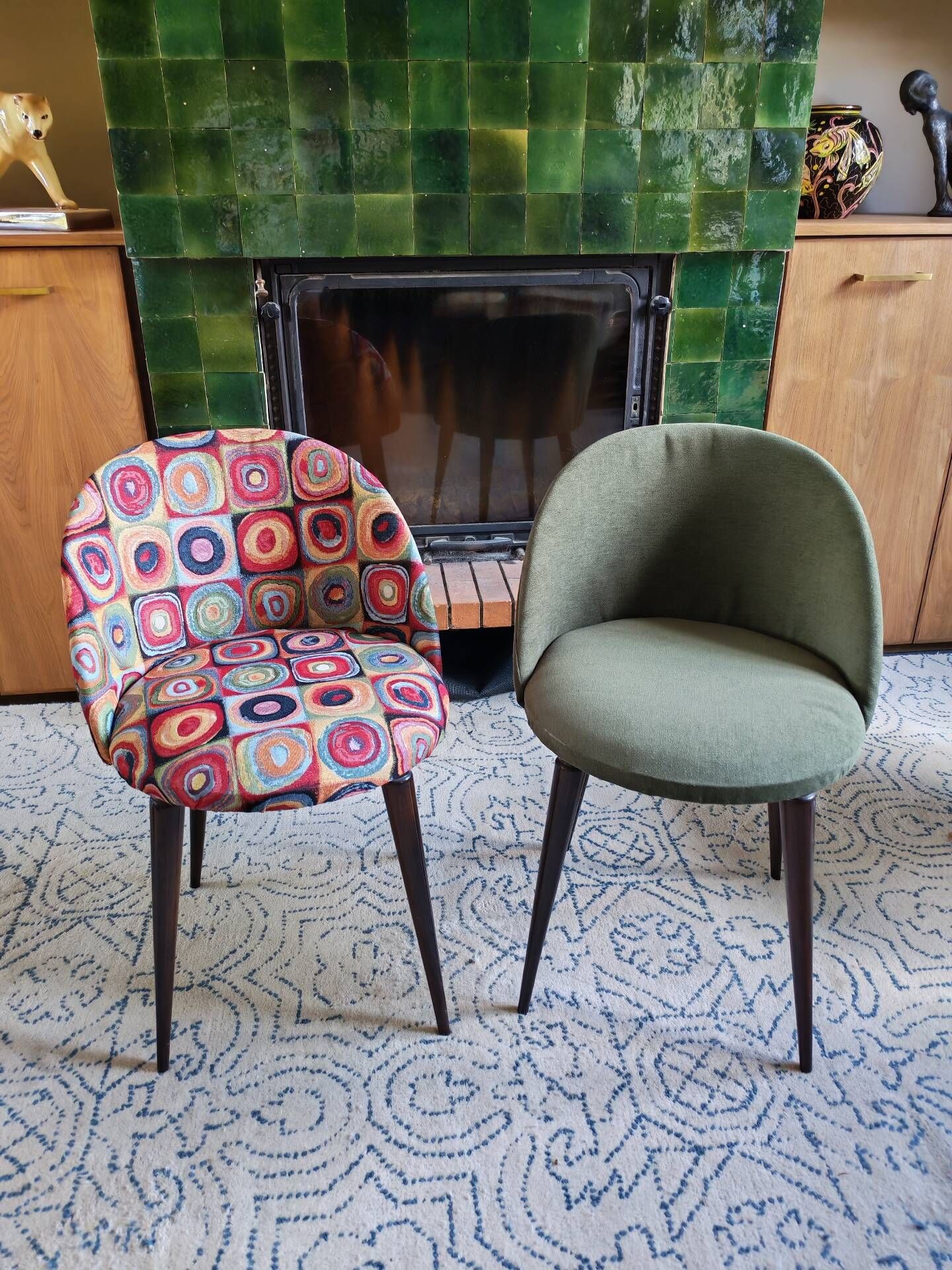 Pair of renovated vintage chairs from the 1950s.