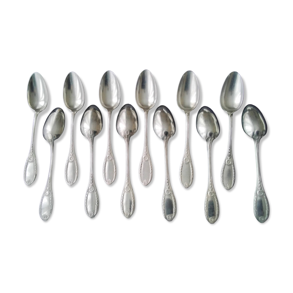 Lot de 6 cuillères à café dessert vintage en métal argenté deetjen 100
