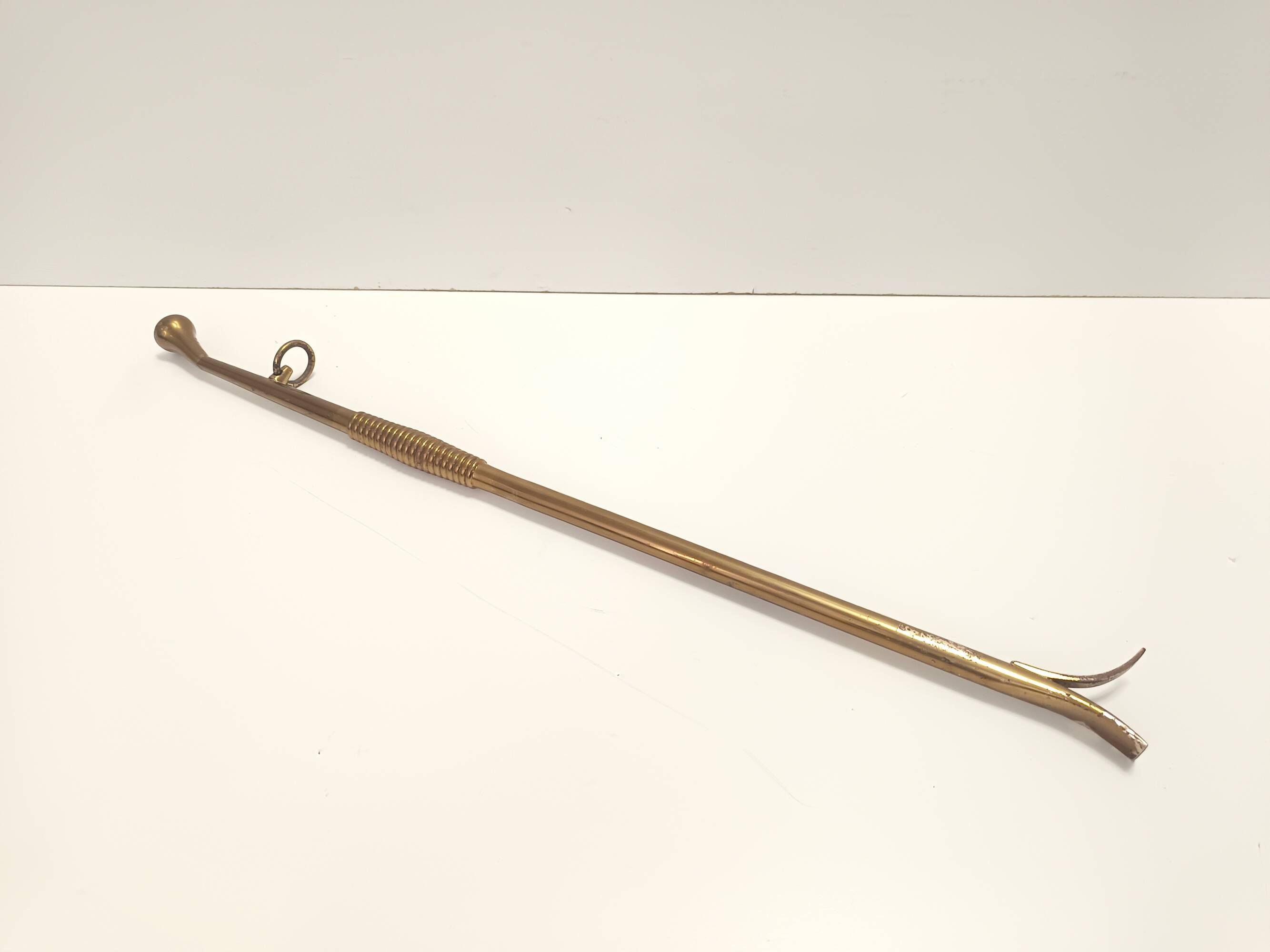 Brass, Iron and Thick Glass Fireplace Tools Set attr. to Fontana Arte