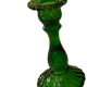 Green molded glass candle holder