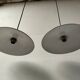 Pair of enamelled metal pendant lights