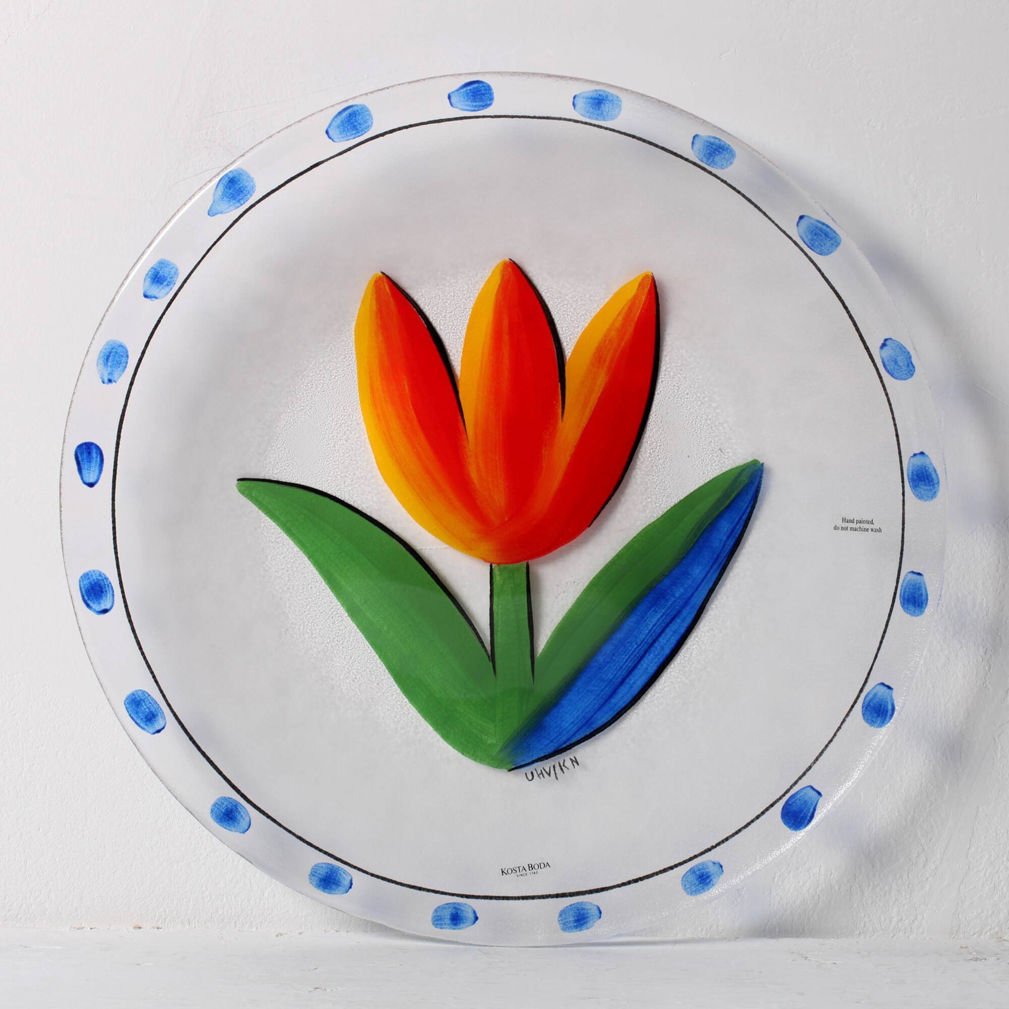 Vintage Kosta Boda Glass Plate: Ulrica Hydman Vallien Tulip Design