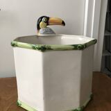 Vintage slip planter with Toucan decoration