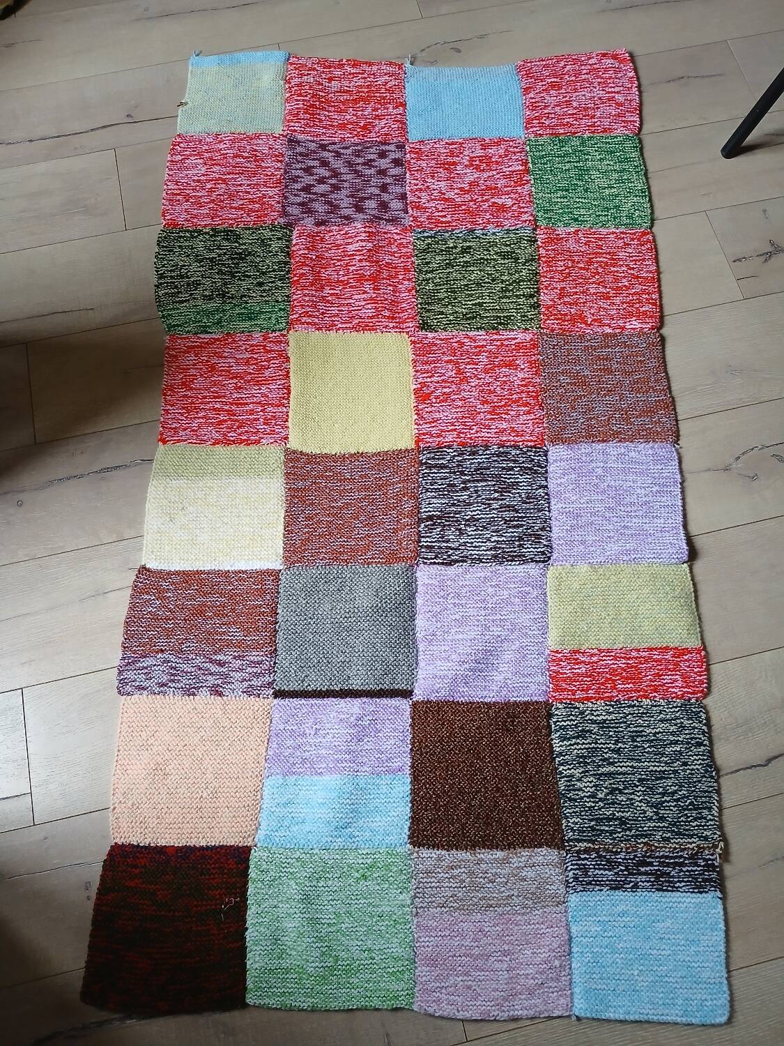 Plaid patchwork hand-knitted