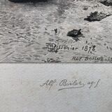 Etching la halte des cavaliers by Alf 1900