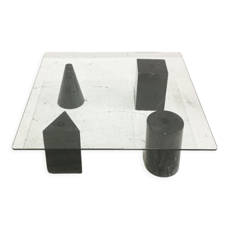 Sculptural marble and glass coffee table 1970