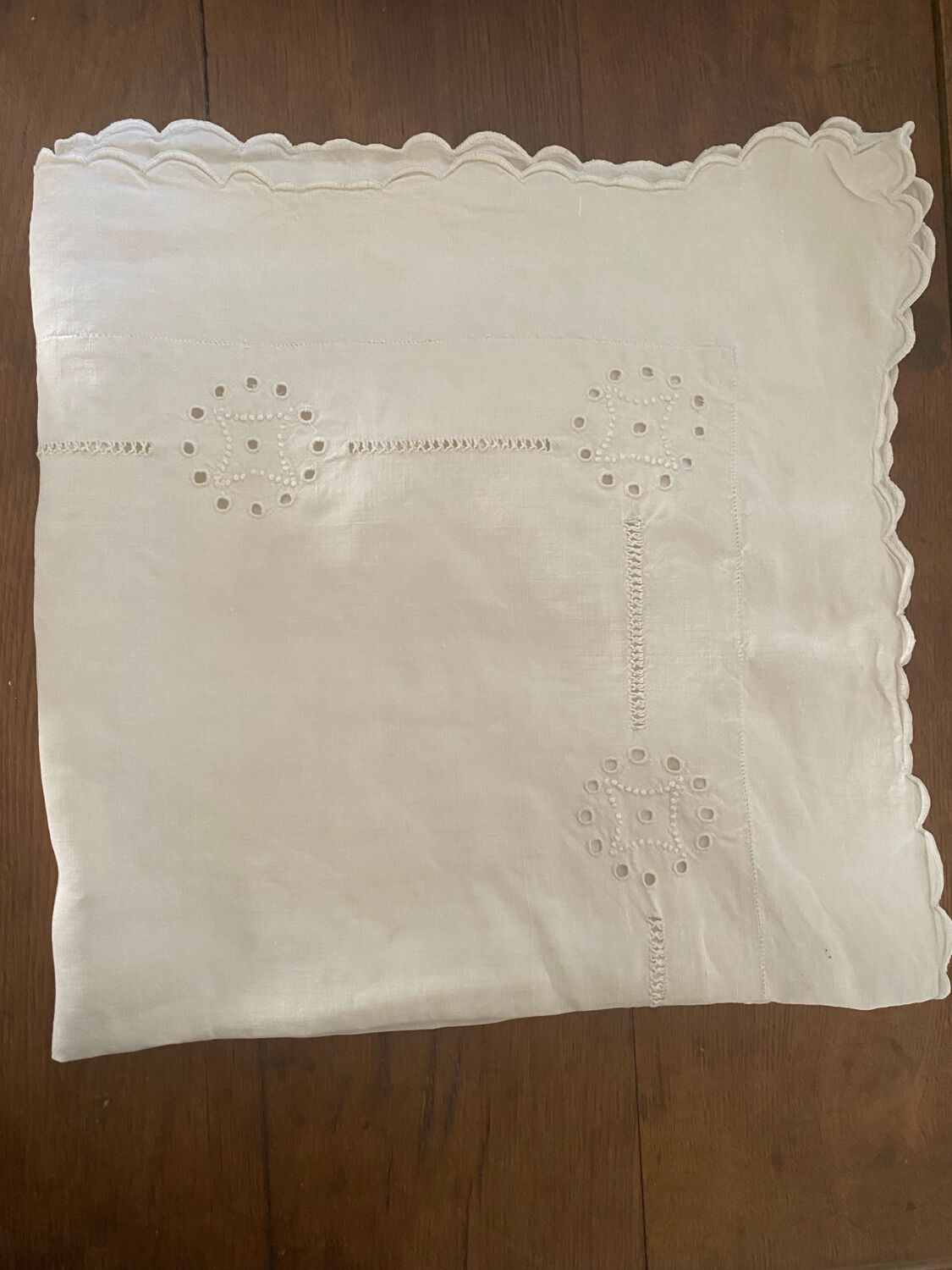 Embroidered openwork pillowcase, early 20th century.