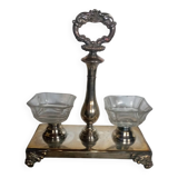 Crystal and silver-plated metal salt cellar