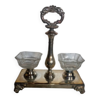 Saleron cristal et métal argenté