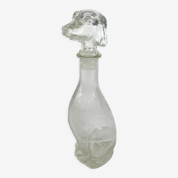 Vintage glass dachshund carafe from empoli, italy, circa 1960