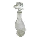 Vintage glass dachshund carafe from empoli, italy, circa 1960