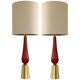 RED Murano Glass Table Lamps with Bouclé Lampshde by SimoEng