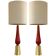 RED Murano Glass Table Lamps with Bouclé Lampshde by SimoEng