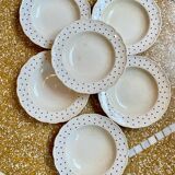 Set of 6 blue polka dot soup plates Boch Frères