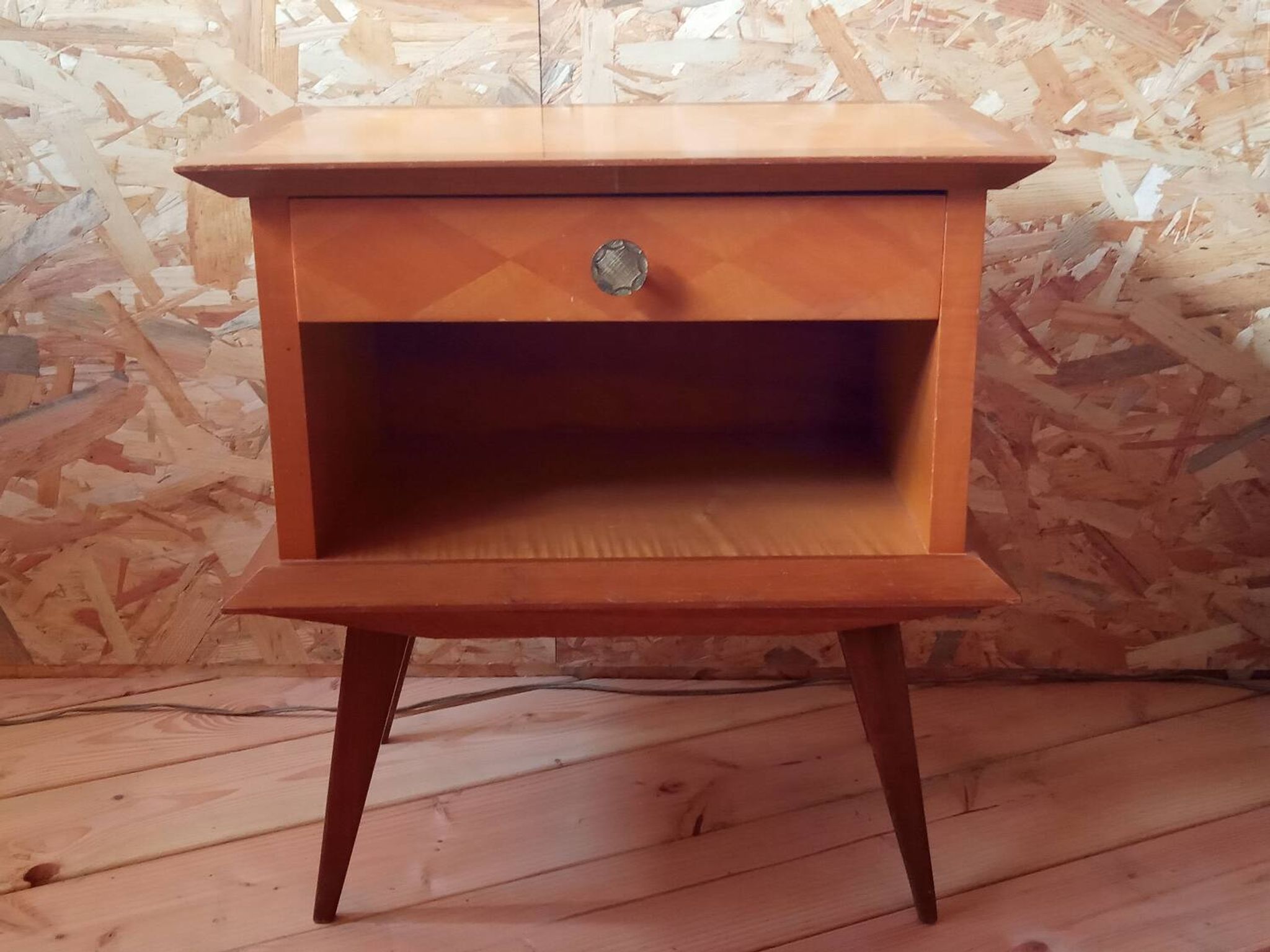 Bedside table with compass feet, 1950s