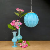 Vintage art deco globe pendant light in blue opaline