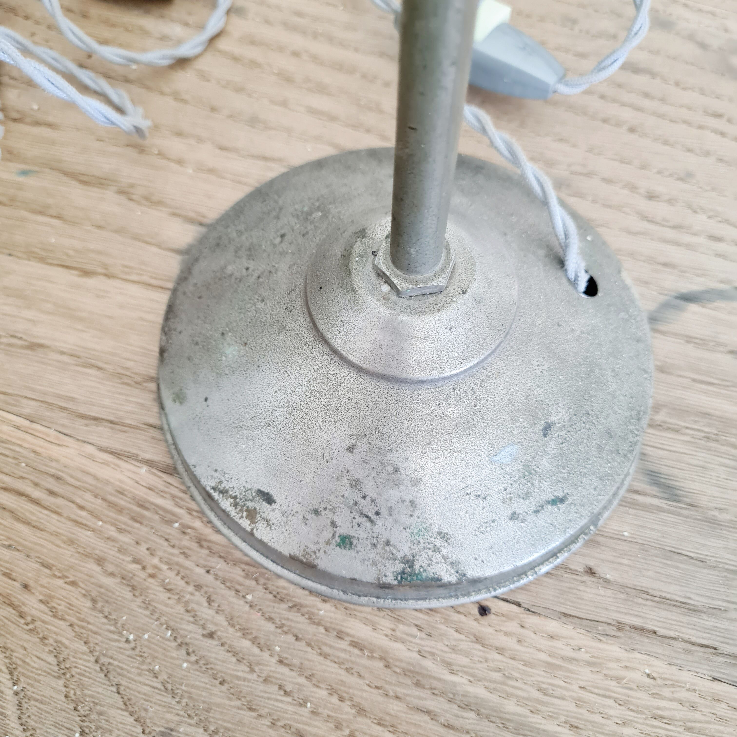 Antique angled metal lamp