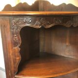Encoignure en bois massif sculpté meuble etagère d'angle.