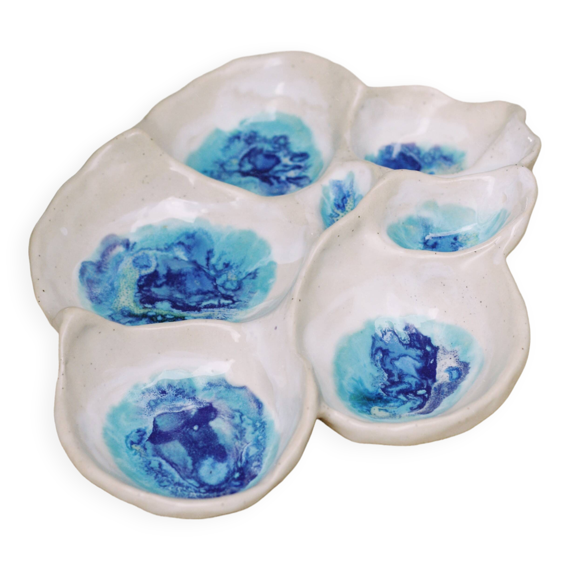 white handmade large ceramic bowl as a jewelry holder or for tapas