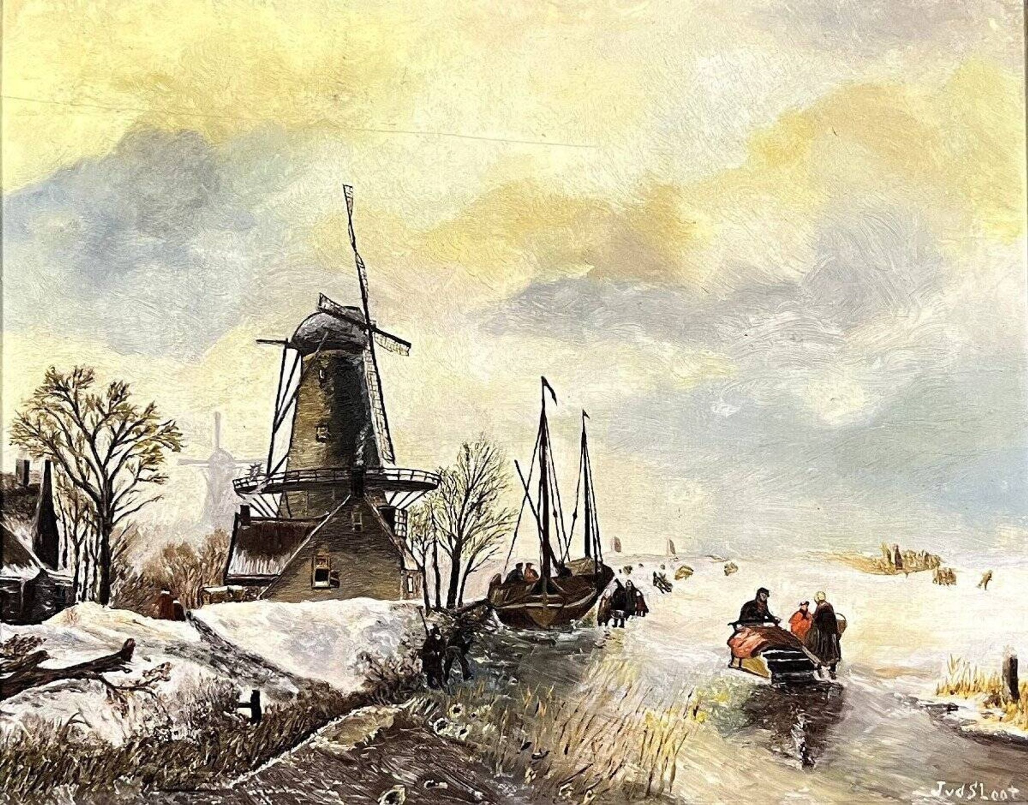 Oil on Panel Winter Landscape