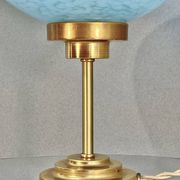 Vintage table lamp in blue Clichy glass & patinated brass