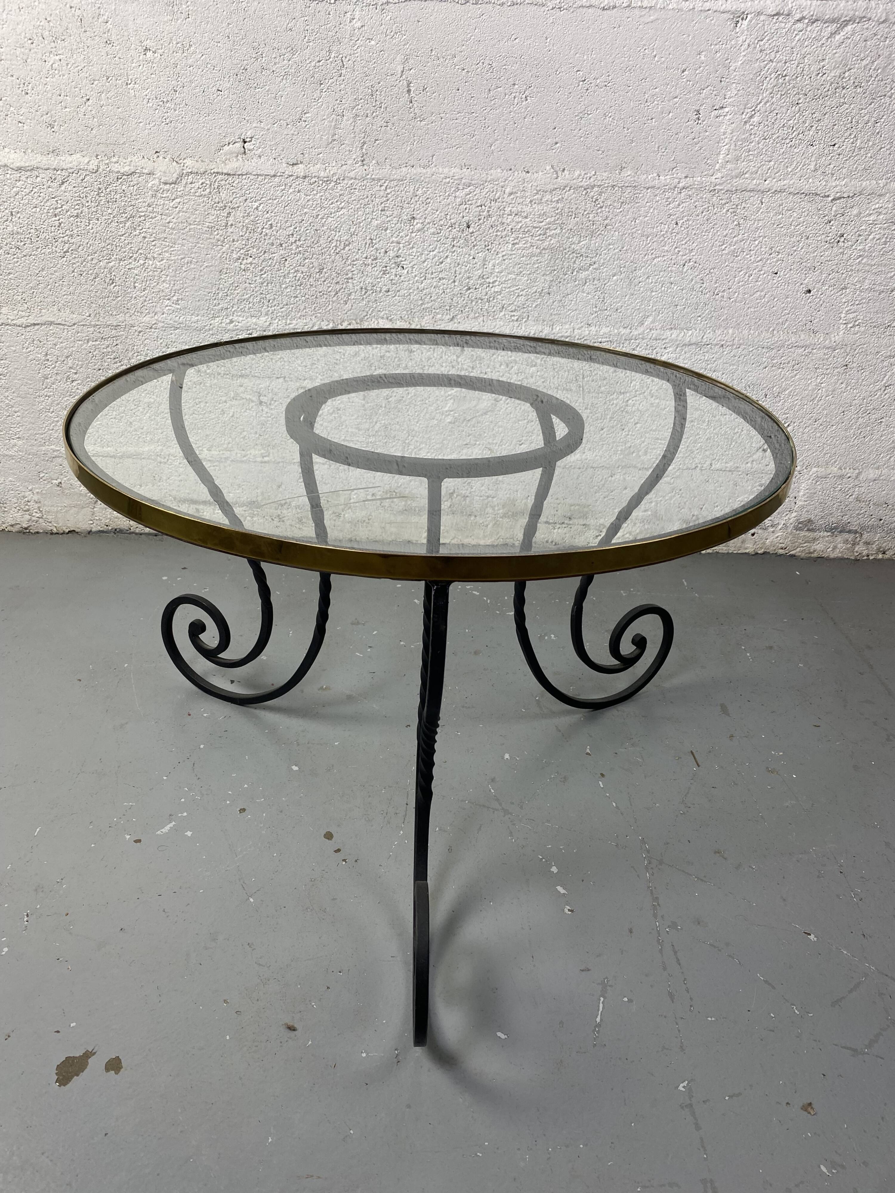 Wrought iron coffee table and glass top